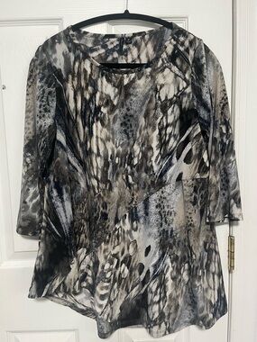 Venini Abstract Tunic Top in Black, Gray and Taupe